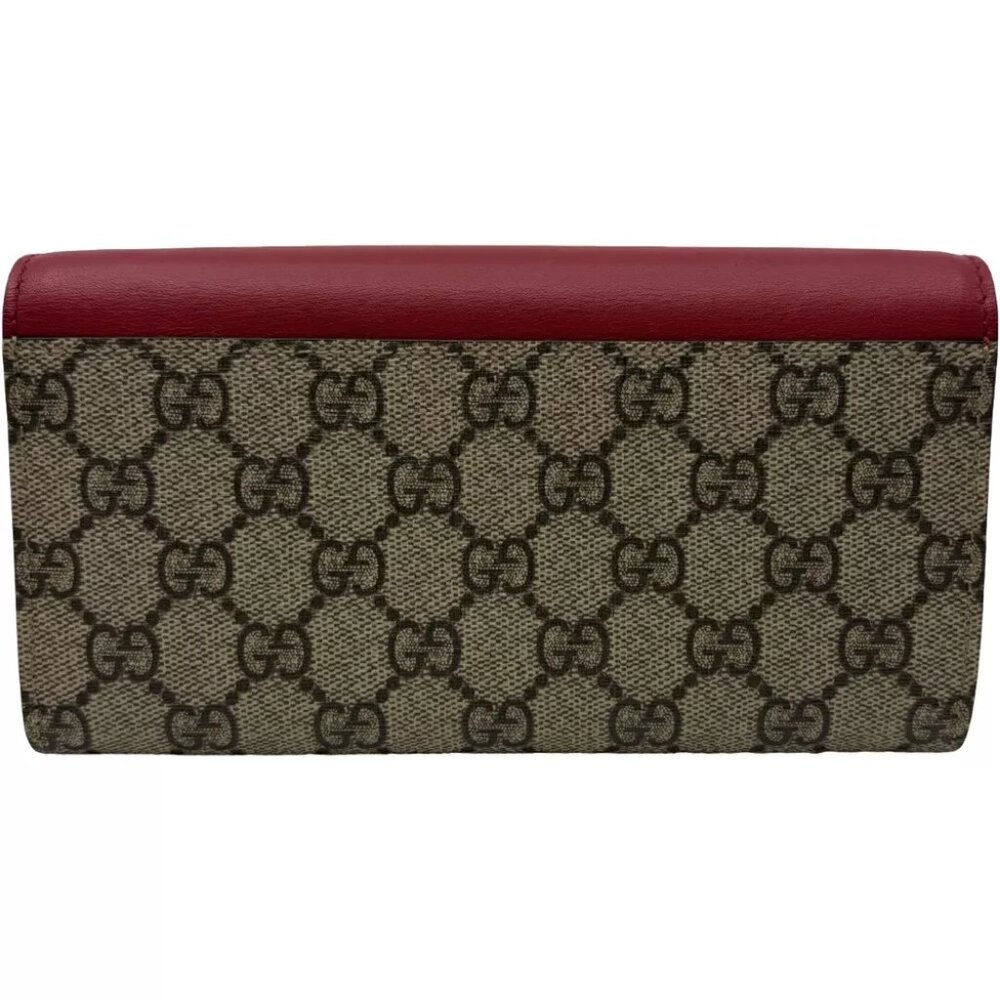 GUCCI GG Supreme Padlock Chain Wallet Red PVC - Picture 3 of 12